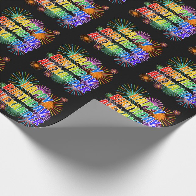 Vorname "ALEXANDER", Fun "HAPPY BIRTHDAY" Geschenkpapier (Ecke)