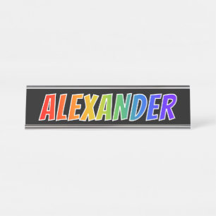 Vorname "ALEXANDER": Fun Rainbow Coloring Schreibtischnamensplakette