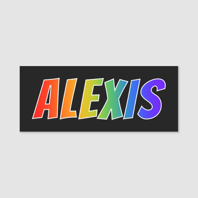 Vorname "ALEXIS": Spaß-Regenbogen-Farbton Namensschild (Vorderseite)