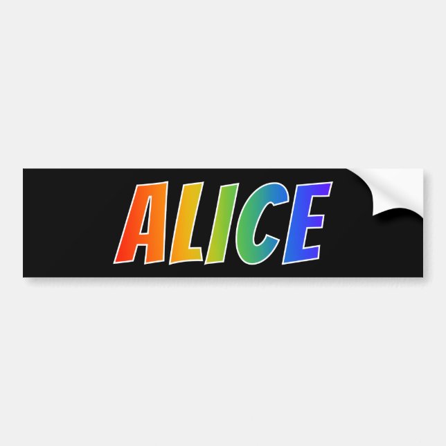Vorname "ALICE": Fun Rainbow Coloring Autoaufkleber (Vorne)