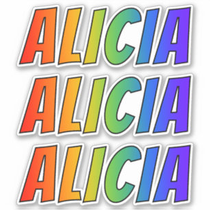 Vorname "ALICIA" mit Spaß-Regenbogen-Farbton Aufkleber