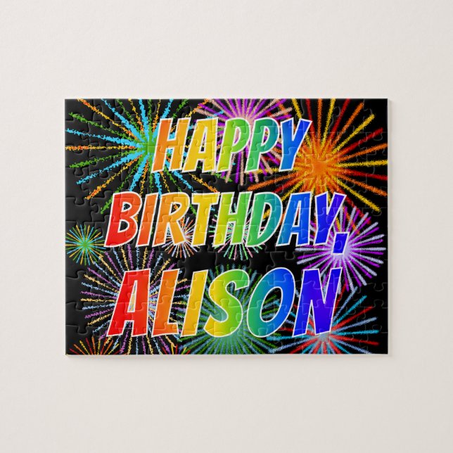 Vorname "ALISON", Fun "GLÜCK BIRTHTAG" Puzzle (Horizontal)