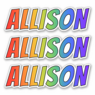 Vorname "ALLISON" mit Fun Rainbow Colour Aufkleber