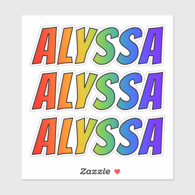 Vorname "ALYSSA" mit/ Fun Rainbow Coloring Aufkleber (Blatt)