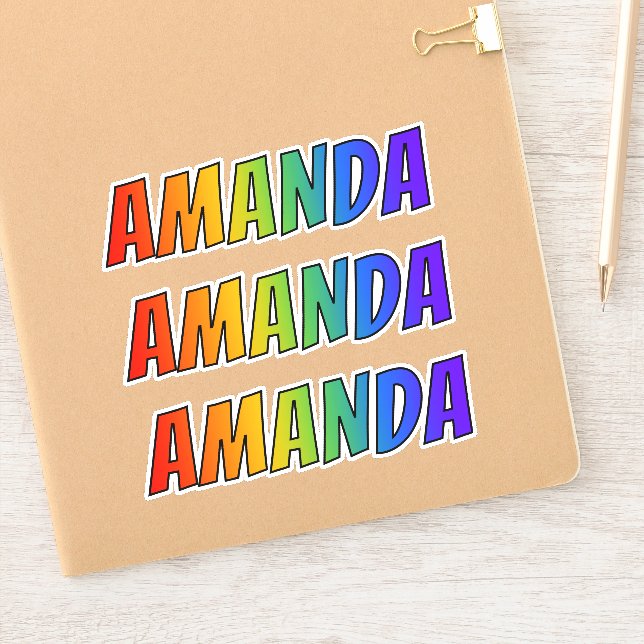 Vorname "AMANDA" mit/ Fun Rainbow Coloring Aufkleber (Notizbuch)