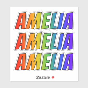 Vorname "AMELIA" mit Spaß-Regenbogen-Farbton Aufkleber