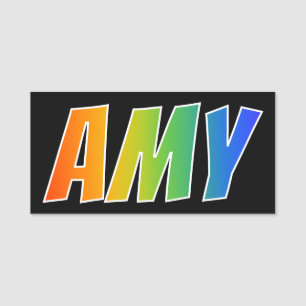Vorname "AMY": Spaß-Regenbogen-Farbton Namensschild