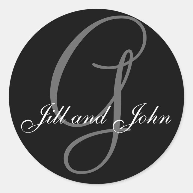 Vorname Anfangsbuchstaben G plus Vornamen Schwarze Runder Aufkleber (Vorderseite)