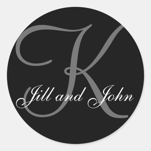 Vorname Anfangsbuchstaben K und Vornamen Schwarzer Runder Aufkleber (Vorderseite)