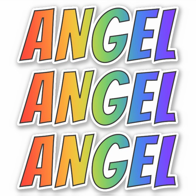 Vorname "ANGEL" mit/ Fun Rainbow Coloring Aufkleber (Vorderseite)