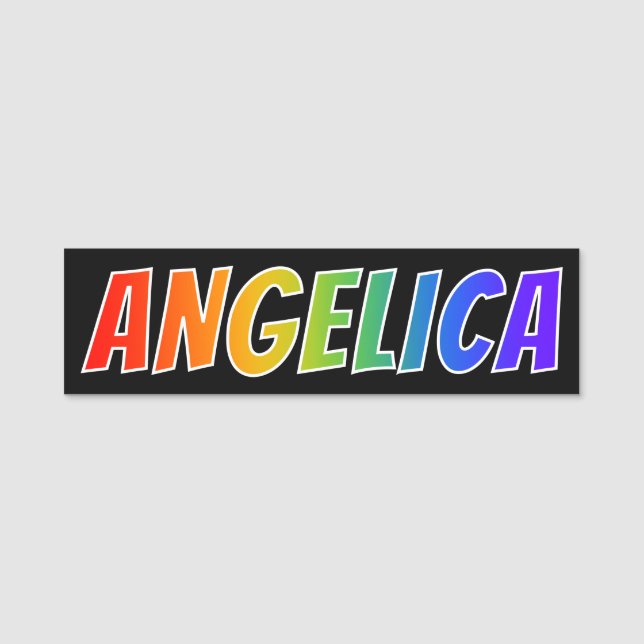 Vorname "ANGELICA": Fun Rainbow Coloring Namensschild (Vorderseite)
