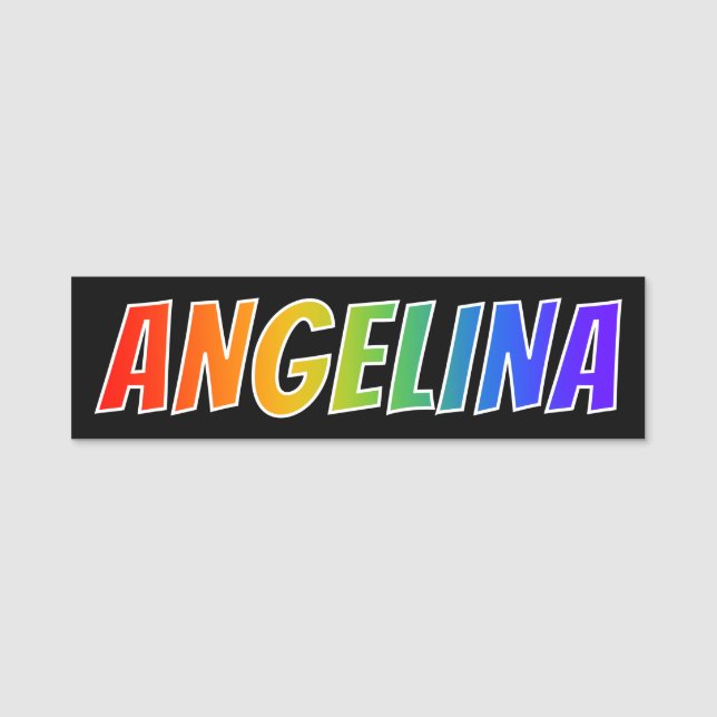 Vorname "ANGELINA": Spaß-Regenbogen-Farbton Namensschild (Vorderseite)