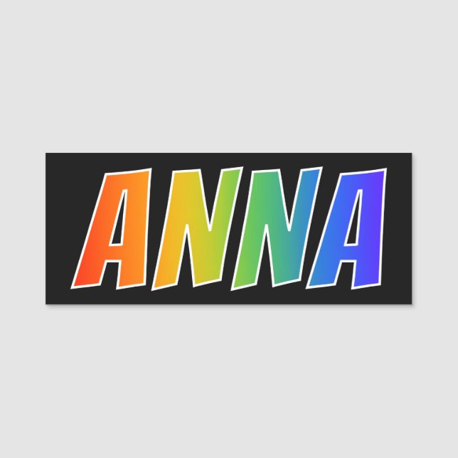 Vorname "ANNA": Spaß-Regenbogen-Farbton Namensschild (Vorderseite)