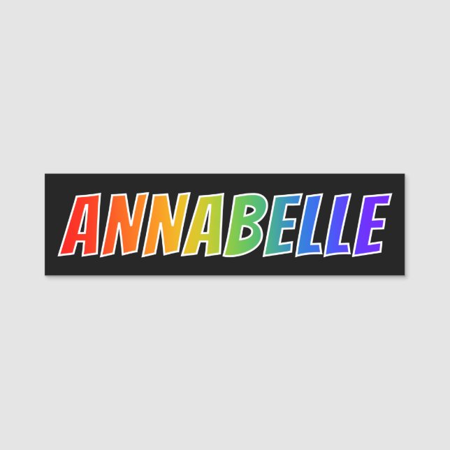Vorname "ANNABELLE": Spaß-Regenbogen-Farbton Namensschild (Vorderseite)