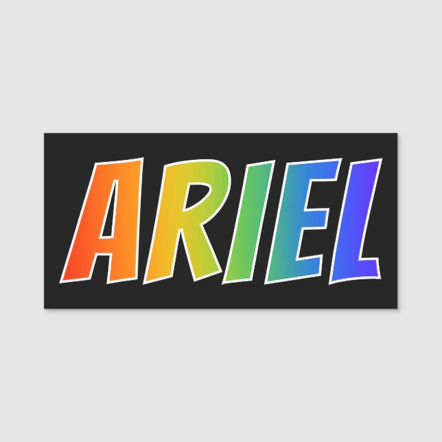 Vorname "ARIEL": Spaß-Regenbogen-Farbton Namensschild (Vorderseite)
