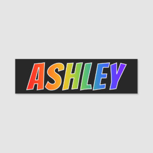 Vorname "ASHLEY": Spaß-Regenbogen-Farbton Namensschild