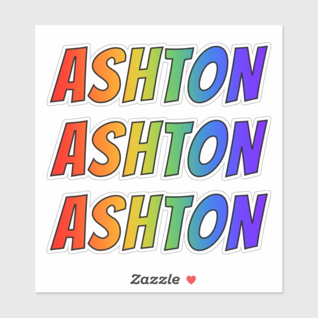 Vorname "ASHTON" mit/ Fun Rainbow Coloring Aufkleber (Blatt)