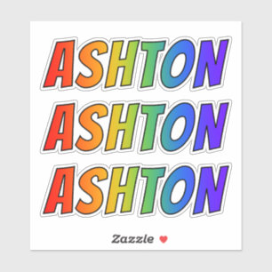 Vorname "ASHTON" mit Fun Rainbow Colour Aufkleber