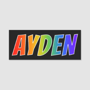 Vorname "AYDEN": Spaß-Regenbogen-Farbton Namensschild