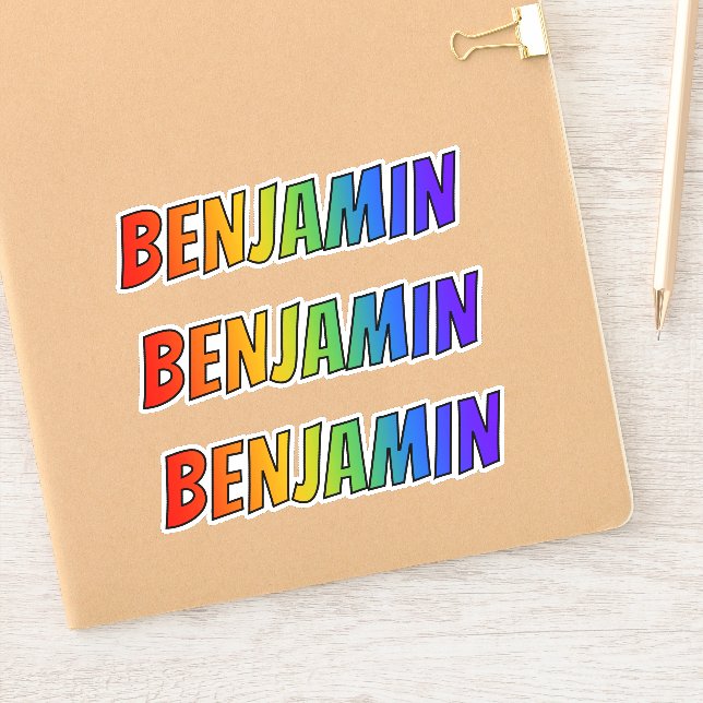 Vorname "BENJAMIN" mit/ Fun Rainbow Coloring Aufkleber (Notizbuch)