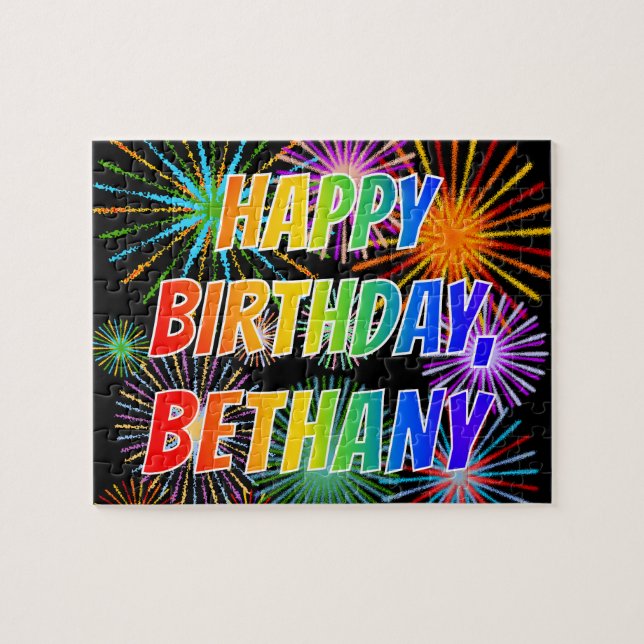Vorname "BETHANY", Fun "HAPPY BIRTHDAY" Puzzle (Horizontal)