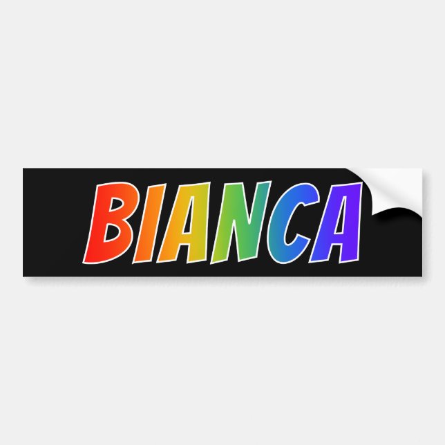 Vorname "BIANCA": Spaß-Regenbogen-Farbton Autoaufkleber (Vorne)