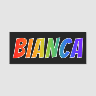 Vorname "BIANCA": Spaß-Regenbogen-Farbton Namensschild