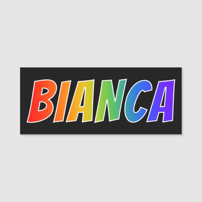 Vorname "BIANCA": Spaß-Regenbogen-Farbton Namensschild (Vorderseite)