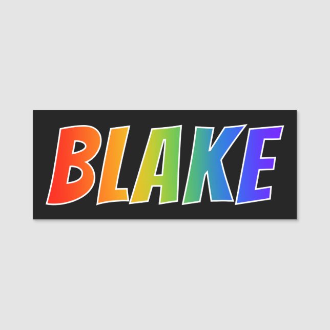 Vorname "BLAKE": Spaß-Regenbogen-Farbton Namensschild (Vorderseite)