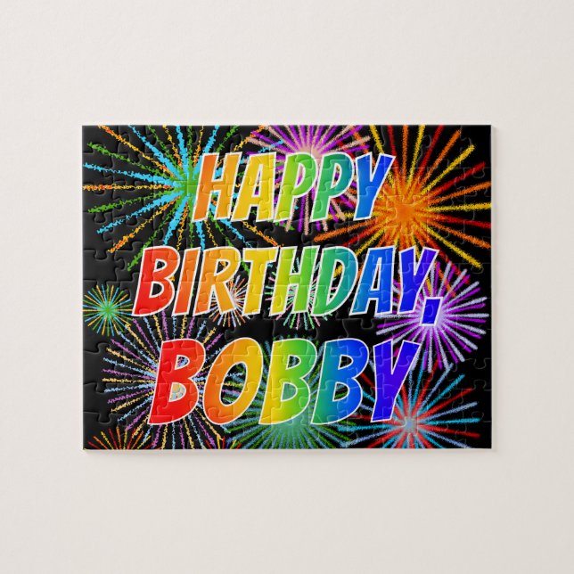 Vorname "BOBBY", Spaß "GLÜCKLICHER GEBURTSTAG" Puzzle (Horizontal)