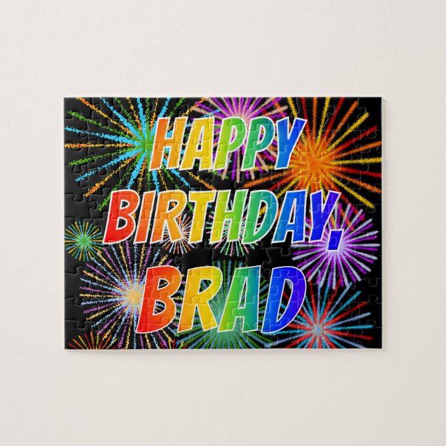 Vorname "BRAD", Spaß "GLÜCKLICHER GEBURTSTAG" Puzzle (Horizontal)