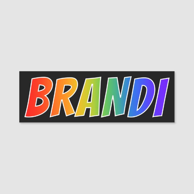 Vorname "BRANDI": Fun Rainbow Coloring Namensschild (Vorderseite)