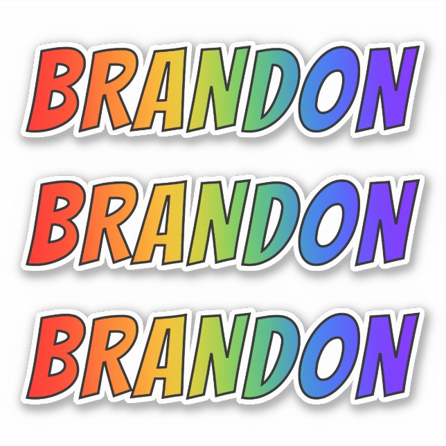 Vorname "BRANDON" mit/ Fun Rainbow Coloring Aufkleber (Vorderseite)