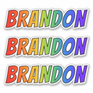 Vorname "BRANDON" mit Spaß-Regenbogen-Farbton Aufkleber