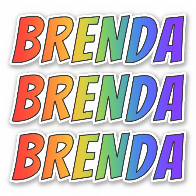Vorname "BRENDA" mit// Fun Rainbow Coloring Aufkleber (Vorderseite)