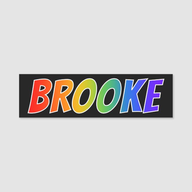 Vorname "BROOKE": Spaß-Regenbogen-Farbton Namensschild (Vorderseite)