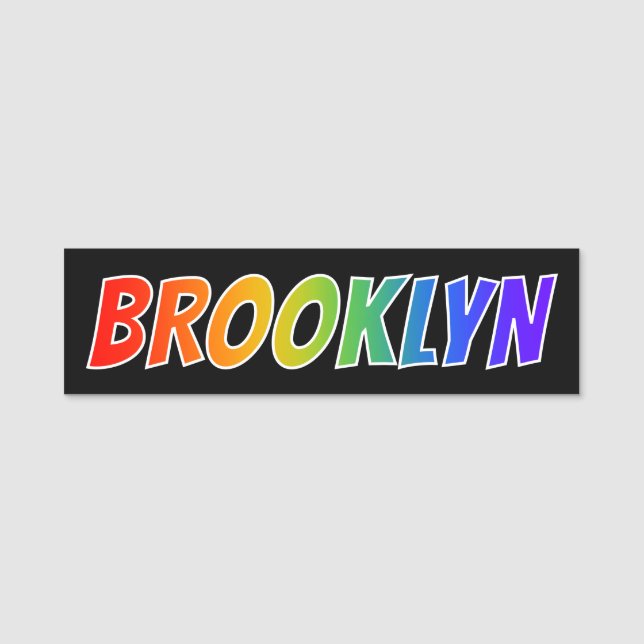 Vorname "BROOKLYN": Spaß-Regenbogen-Farbton Namensschild (Vorderseite)