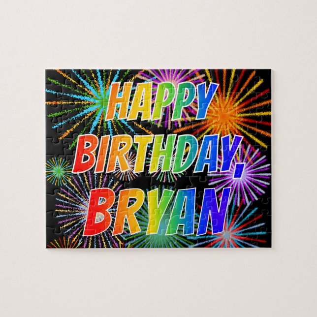 Vorname "BRYAN", Fun "HAPPY BIRTHDAY" Puzzle (Horizontal)
