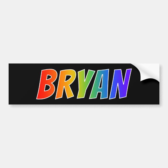 Vorname "BRYAN": Fun Rainbow Coloring Autoaufkleber (Vorne)