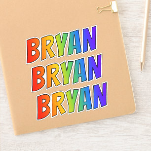 Vorname "BRYAN" mit Spaß-Regenbogen-Farbton Aufkleber