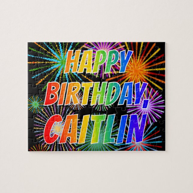 Vorname "CAITLIN", Spaß "GLÜCKLICHER GEBURTSTAG" Puzzle (Horizontal)