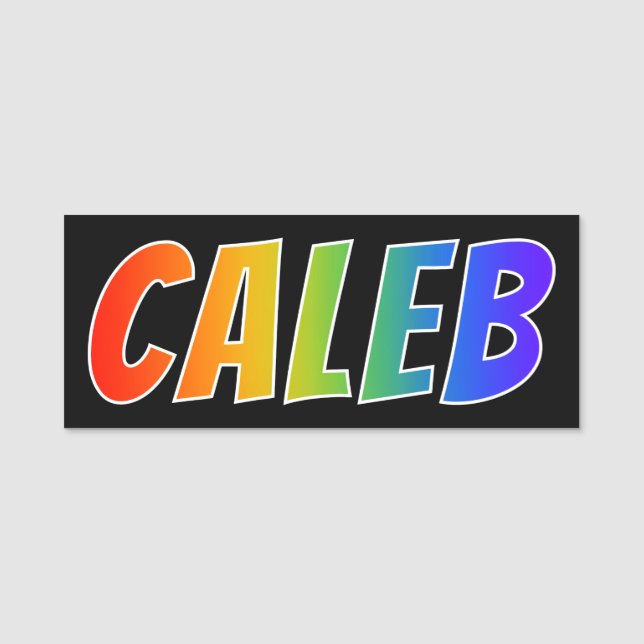 Vorname "CALEB": Spaß-Regenbogen-Farbton Namensschild (Vorderseite)