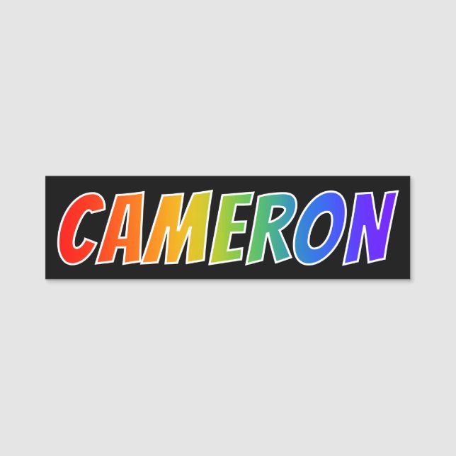 Vorname "CAMERON": Spaß-Regenbogen-Farbton Namensschild (Vorderseite)