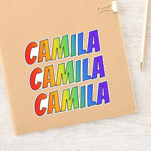 Vorname "CAMILA" mit Spaß-Regenbogen-Farbton Aufkleber