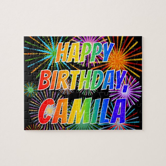 Vorname "CAMILA", Spaß "GLÜCKLICHER GEBURTSTAG" Puzzle (Horizontal)