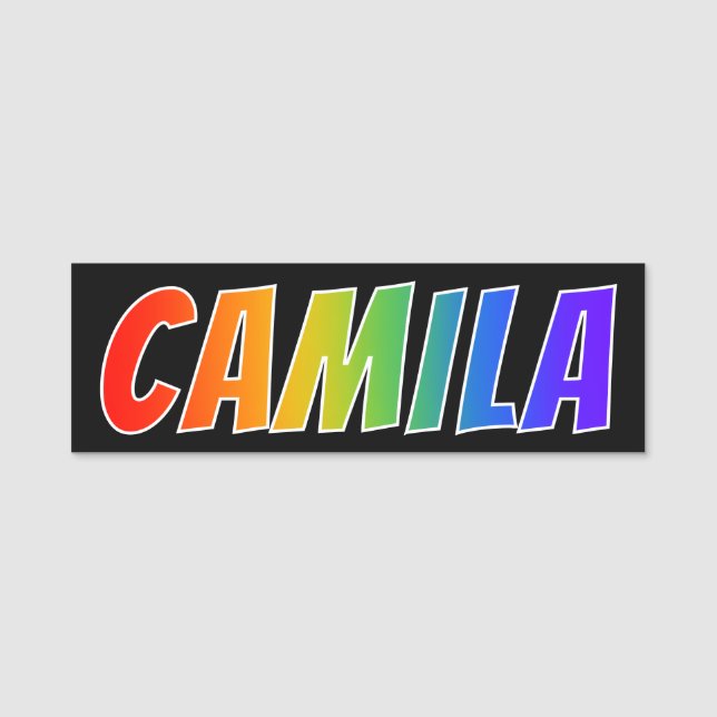 Vorname "CAMILA": Spaß-Regenbogen-Farbton Namensschild (Vorderseite)