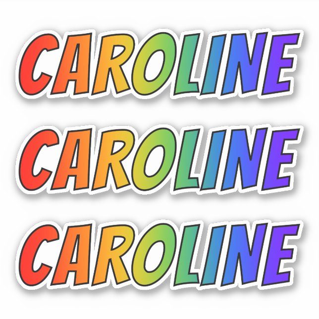 Vorname "CAROLINE" mit/ Fun Rainbow Coloring Aufkleber (Vorderseite)