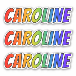 Vorname "CAROLINE" mit Spaß-Regenbogen-Farbton Aufkleber