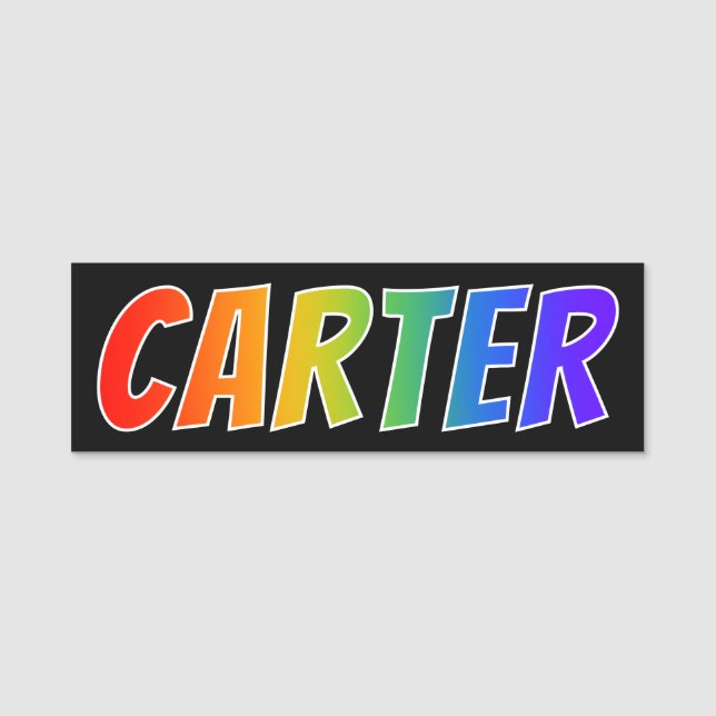 Vorname "CARTER": Spaß-Regenbogen-Farbton Namensschild (Vorderseite)