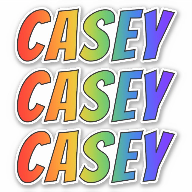 Vorname "CASEY" mit/ Fun Rainbow Coloring Aufkleber (Vorderseite)